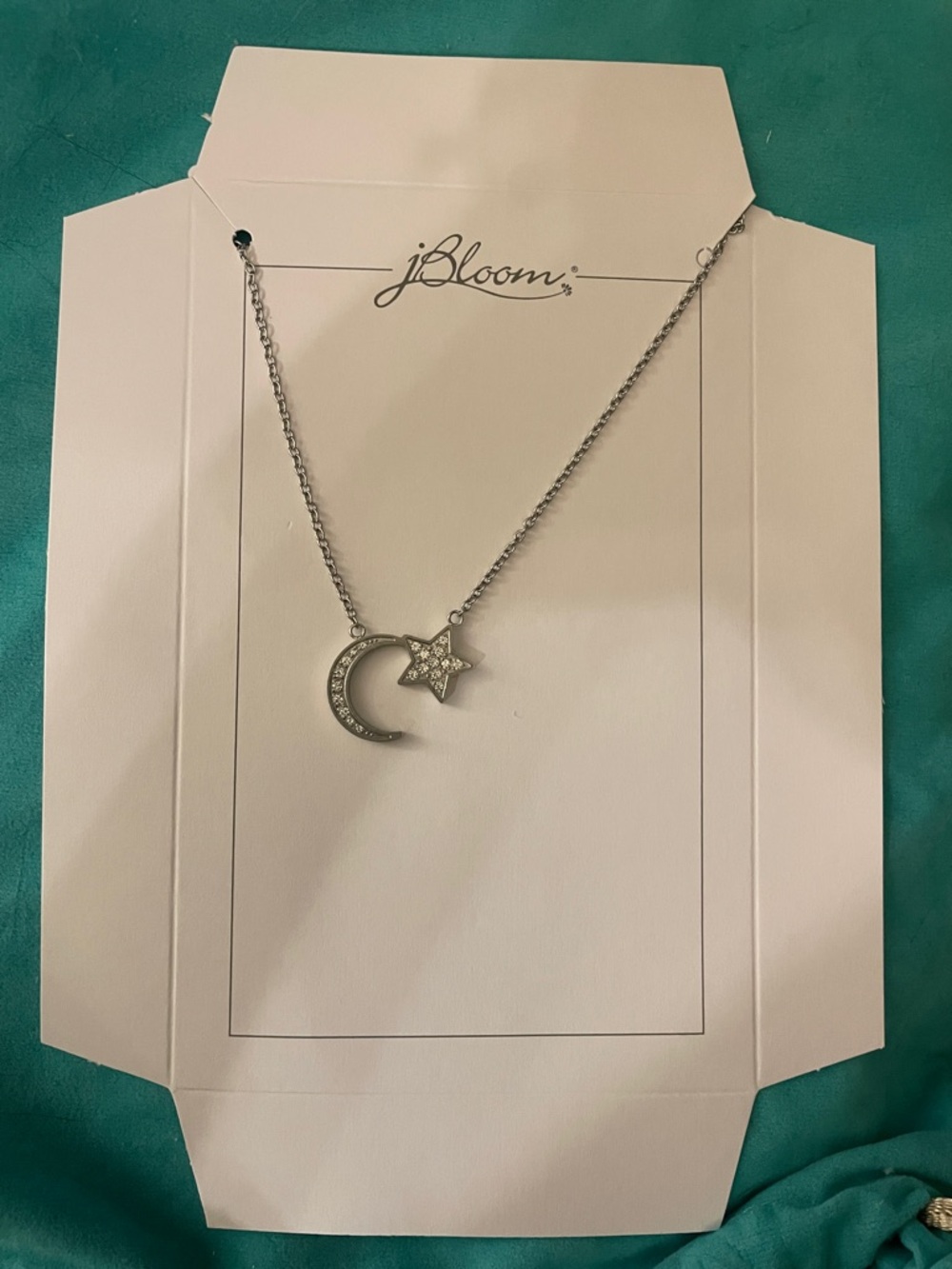 JBloom- Silver Crescent Moon and Star Pendant Necklace - Silver